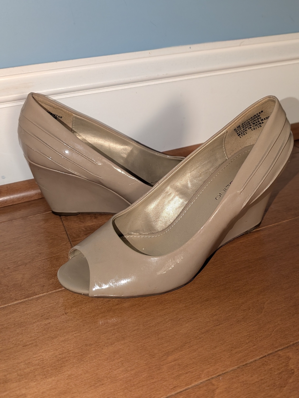 Bandolino Nude Peep-Toe Wedge Pumps